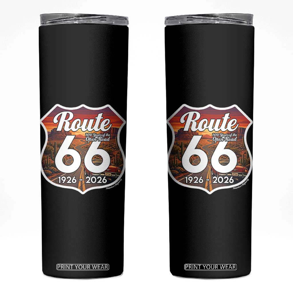 Route Highway 66 Centennial Skinny Tumbler Vintage Distressed Americas Highway TS12 Black Print Your Wear