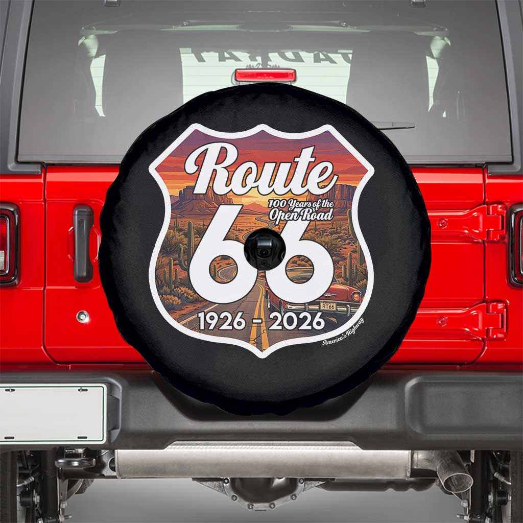 Route Highway 66 Centennial Spare Tire Cover Vintage Distressed Americas Highway TS12 Black Print Your Wear