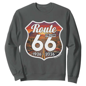 Route Highway 66 Centennial Sweatshirt Vintage Distressed Americas Highway TS12 Dark Heather Print Your Wear