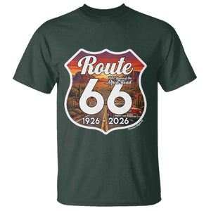 Route Highway 66 Centennial T Shirt Vintage Distressed Americas Highway TS12 Dark Forest Green Print Your Wear