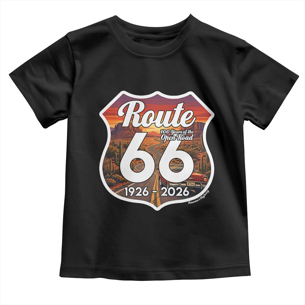 Route Highway 66 Centennial Toddler T Shirt Vintage Distressed Americas Highway TS12 Black Print Your Wear
