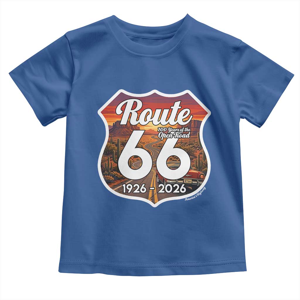 Route Highway 66 Centennial Toddler T Shirt Vintage Distressed Americas Highway TS12 Royal Blue Print Your Wear