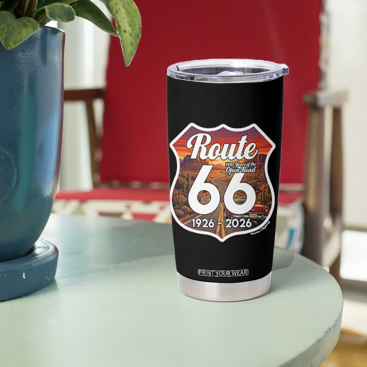 Route Highway 66 Centennial Tumbler Cup Vintage Distressed Americas Highway TS12 Print Your Wear