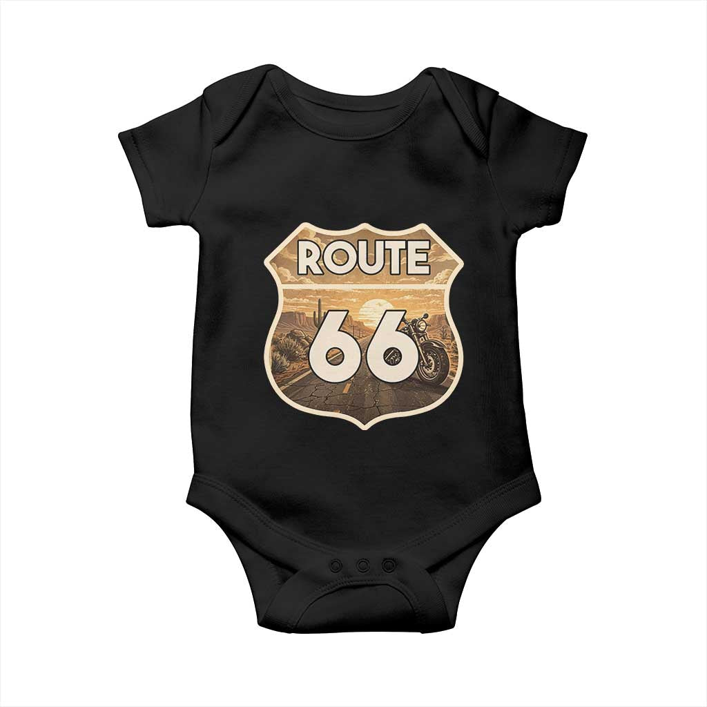 Vintage Motorcycle Road Trip Route Highway 66 Baby Onesie Open Road Adventure TS12 Black Print Your Wear
