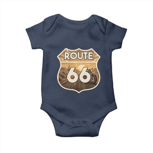 Vintage Motorcycle Road Trip Route Highway 66 Baby Onesie Open Road Adventure TS12 Navy Print Your Wear