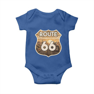 Vintage Motorcycle Road Trip Route Highway 66 Baby Onesie Open Road Adventure TS12 Royal Blue Print Your Wear