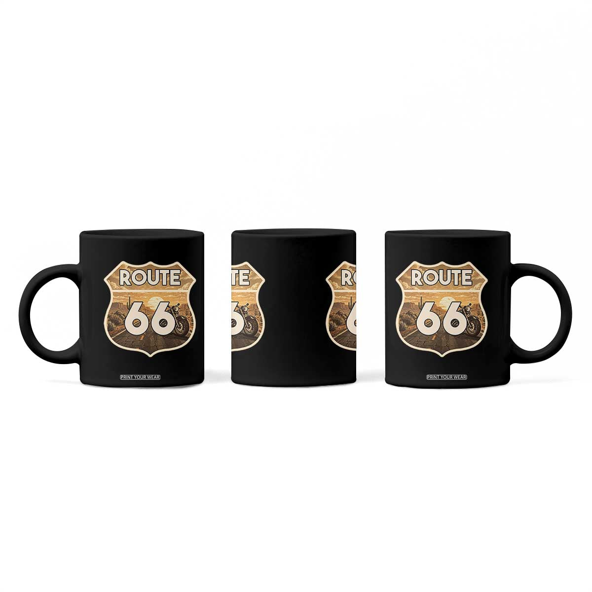 Vintage Motorcycle Road Trip Route Highway 66 Coffee Mug Open Road Adventure TS12 Print Your Wear