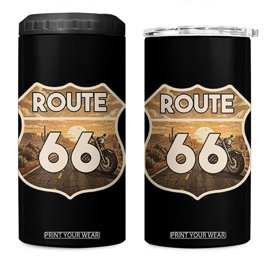 Vintage Motorcycle Road Trip Route Highway 66 4 in 1 Can Cooler Tumbler Open Road Adventure TS12 One Size: 16 oz Black Print Your Wear