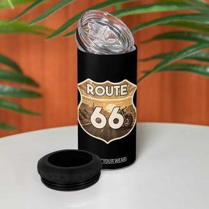 Vintage Motorcycle Road Trip Route Highway 66 4 in 1 Can Cooler Tumbler Open Road Adventure TS12 Print Your Wear