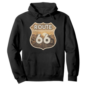 Vintage Motorcycle Road Trip Route Highway 66 Hoodie Open Road Adventure TS12 Black Print Your Wear