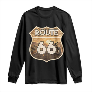 Vintage Motorcycle Road Trip Route Highway 66 Long Sleeve Shirt Open Road Adventure TS12 Black Print Your Wear
