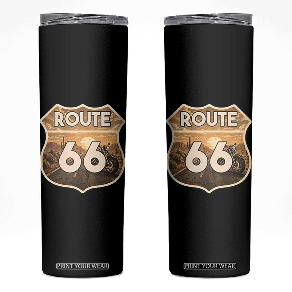Vintage Motorcycle Road Trip Route Highway 66 Skinny Tumbler Open Road Adventure TS12 Black Print Your Wear