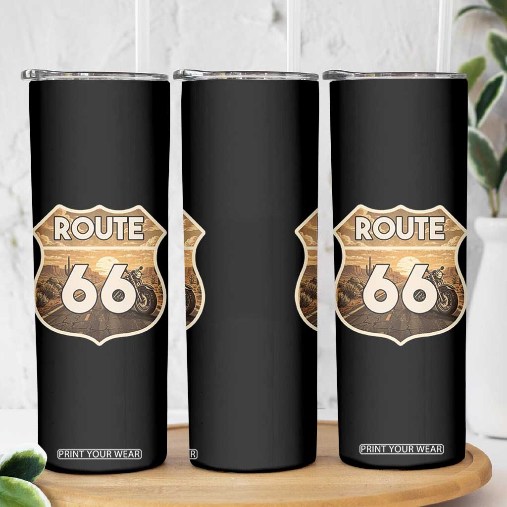 Vintage Motorcycle Road Trip Route Highway 66 Skinny Tumbler Open Road Adventure TS12 Print Your Wear