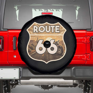 Vintage Motorcycle Road Trip Route Highway 66 Spare Tire Cover Open Road Adventure TS12 Black Print Your Wear