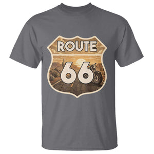 Vintage Motorcycle Road Trip Route Highway 66 T Shirt Open Road Adventure TS12 Charcoal Print Your Wear