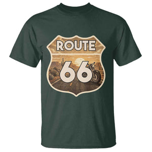 Vintage Motorcycle Road Trip Route Highway 66 T Shirt Open Road Adventure TS12 Dark Forest Green Print Your Wear