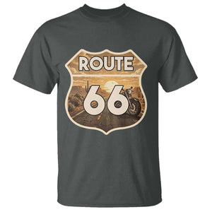 Vintage Motorcycle Road Trip Route Highway 66 T Shirt Open Road Adventure TS12 Dark Heather Print Your Wear