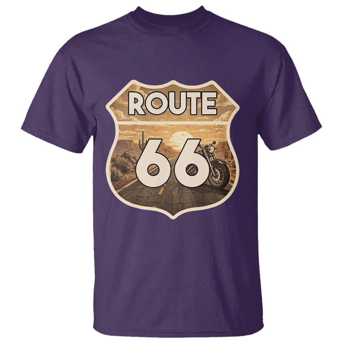 Vintage Motorcycle Road Trip Route Highway 66 T Shirt Open Road Adventure TS12 Purple Print Your Wear