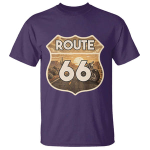Vintage Motorcycle Road Trip Route Highway 66 T Shirt Open Road Adventure TS12 Purple Print Your Wear