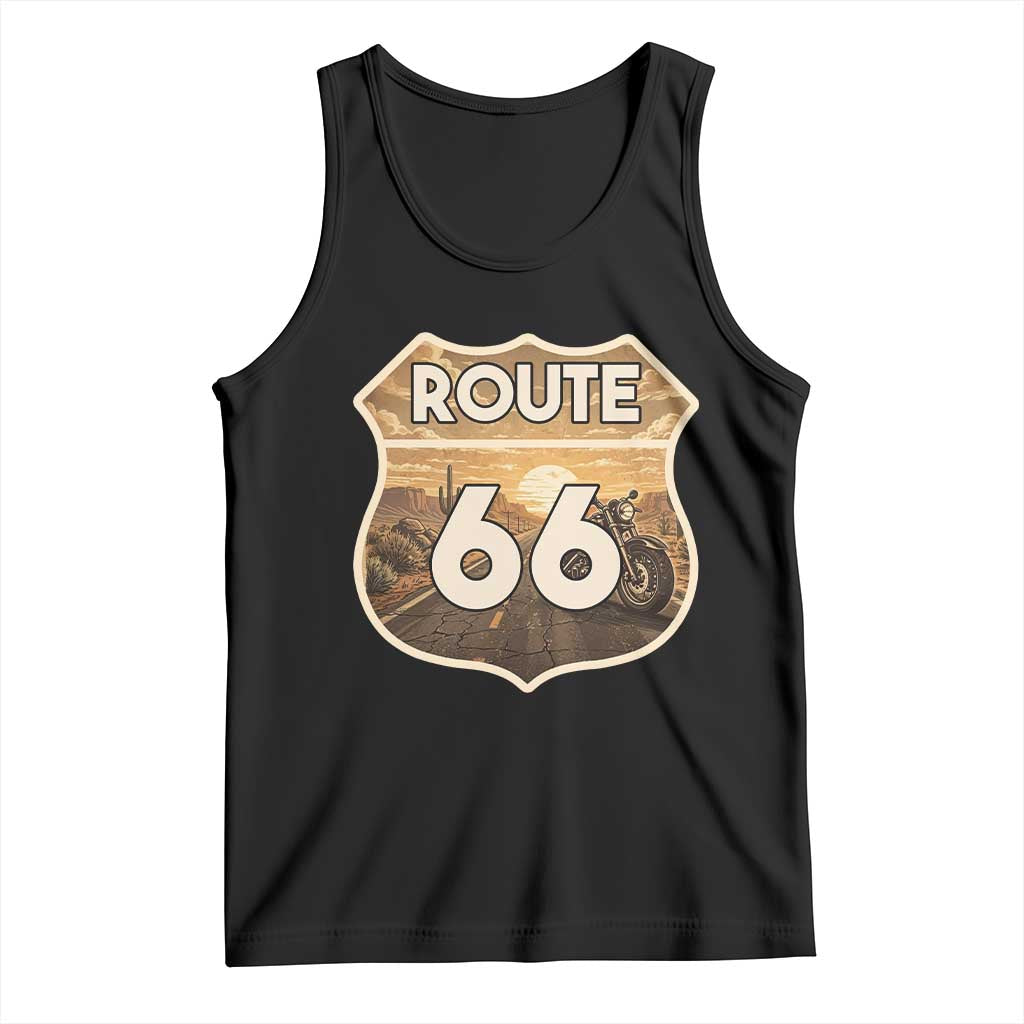 Vintage Motorcycle Road Trip Route Highway 66 Tank Top Open Road Adventure TS12 Black Print Your Wear