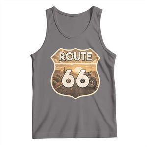 Vintage Motorcycle Road Trip Route Highway 66 Tank Top Open Road Adventure TS12 Deep Heather Print Your Wear
