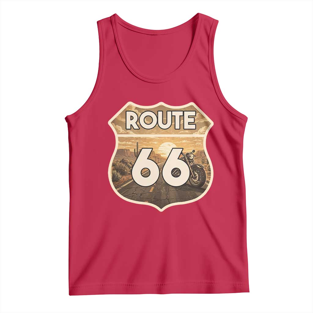 Vintage Motorcycle Road Trip Route Highway 66 Tank Top Open Road Adventure TS12 Red Print Your Wear