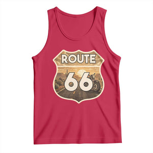 Vintage Motorcycle Road Trip Route Highway 66 Tank Top Open Road Adventure TS12 Red Print Your Wear