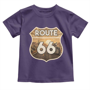 Vintage Motorcycle Road Trip Route Highway 66 Toddler T Shirt Open Road Adventure TS12 Purple Print Your Wear