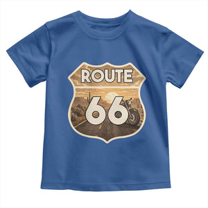 Vintage Motorcycle Road Trip Route Highway 66 Toddler T Shirt Open Road Adventure TS12 Royal Blue Print Your Wear