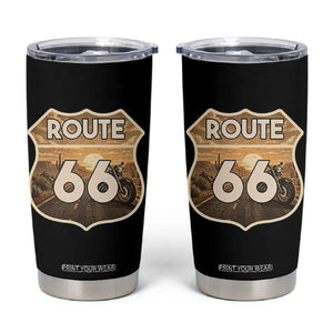 Vintage Motorcycle Road Trip Route Highway 66 Tumbler Cup Open Road Adventure TS12 Black Print Your Wear