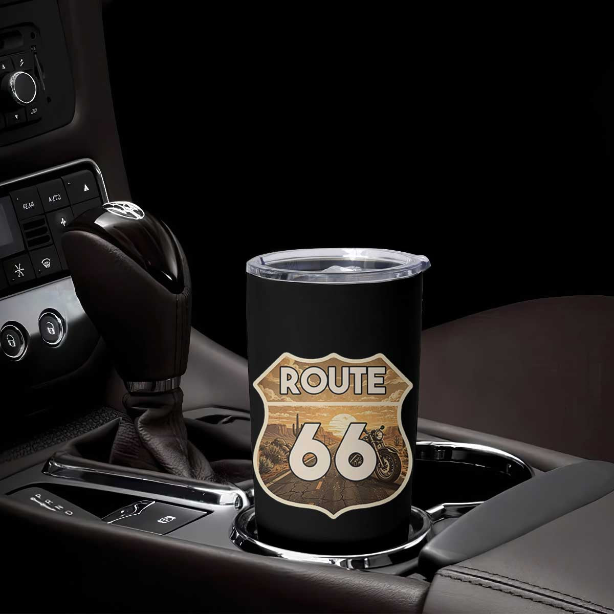 Vintage Motorcycle Road Trip Route Highway 66 Tumbler Cup Open Road Adventure TS12 Print Your Wear