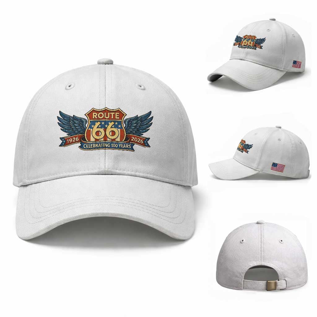 Route Highway 66 Centennial Baseball Cap - 100 Years Of The Mother Road TS12 Baseball Cap Universal Fit White Print Your Wear