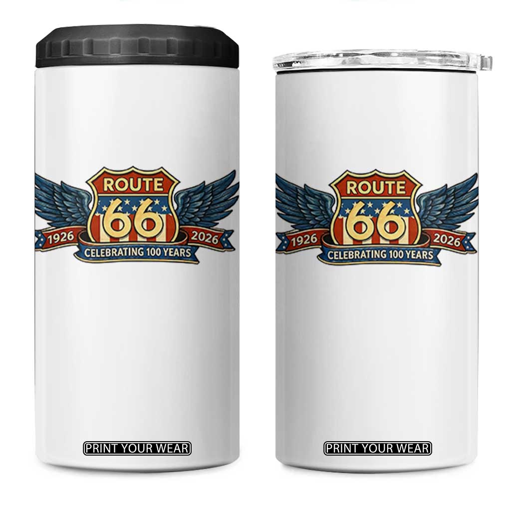 Route Highway 66 Centennial 4 in 1 Can Cooler Tumbler 100 Years Of The Mother Road TS12 One Size: 16 oz White Print Your Wear