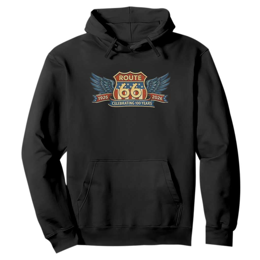 Route Highway 66 Centennial Hoodie 100 Years Of The Mother Road TS12 Black Print Your Wear