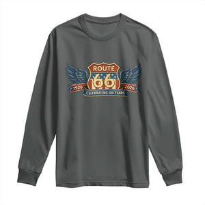 Route Highway 66 Centennial Long Sleeve Shirt 100 Years Of The Mother Road TS12 Dark Heather Print Your Wear