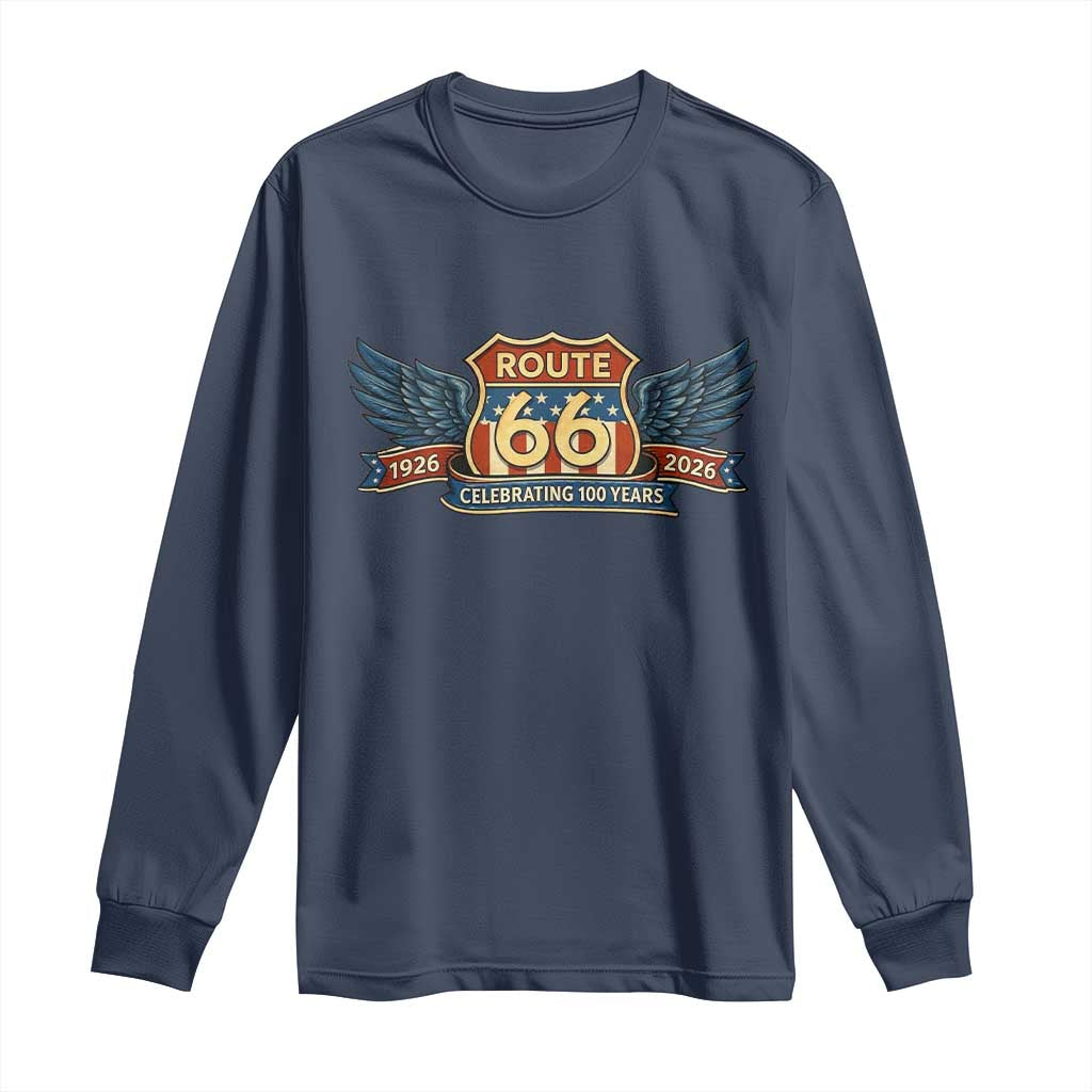 Route Highway 66 Centennial Long Sleeve Shirt 100 Years Of The Mother Road TS12 Navy Print Your Wear