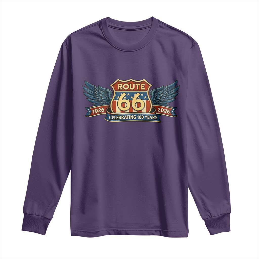 Route Highway 66 Centennial Long Sleeve Shirt 100 Years Of The Mother Road TS12 Purple Print Your Wear
