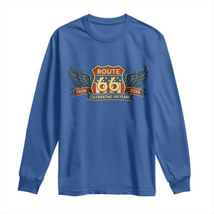 Route Highway 66 Centennial Long Sleeve Shirt 100 Years Of The Mother Road TS12 Royal Blue Print Your Wear