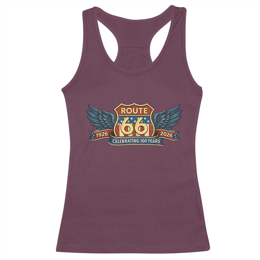 Route Highway 66 Centennial Racerback Tank Top 100 Years Of The Mother Road TS12 Maroon Print Your Wear