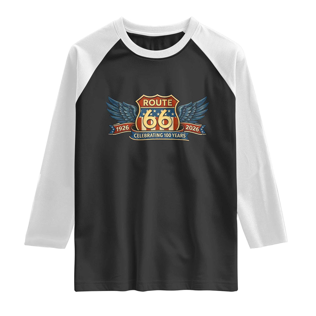 Route Highway 66 Centennial Raglan Shirt 100 Years Of The Mother Road TS12 Black White Print Your Wear