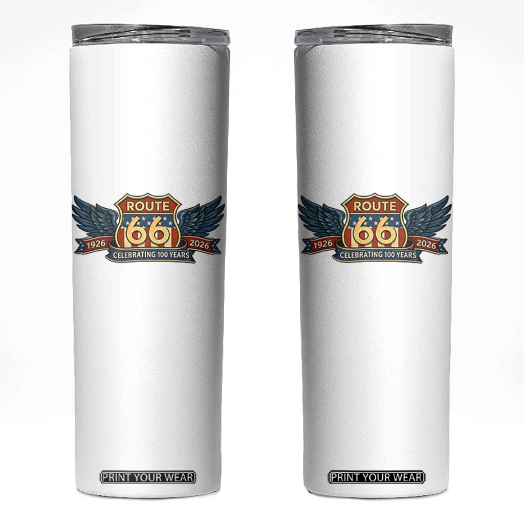 Route Highway 66 Centennial Skinny Tumbler 100 Years Of The Mother Road TS12 White Print Your Wear