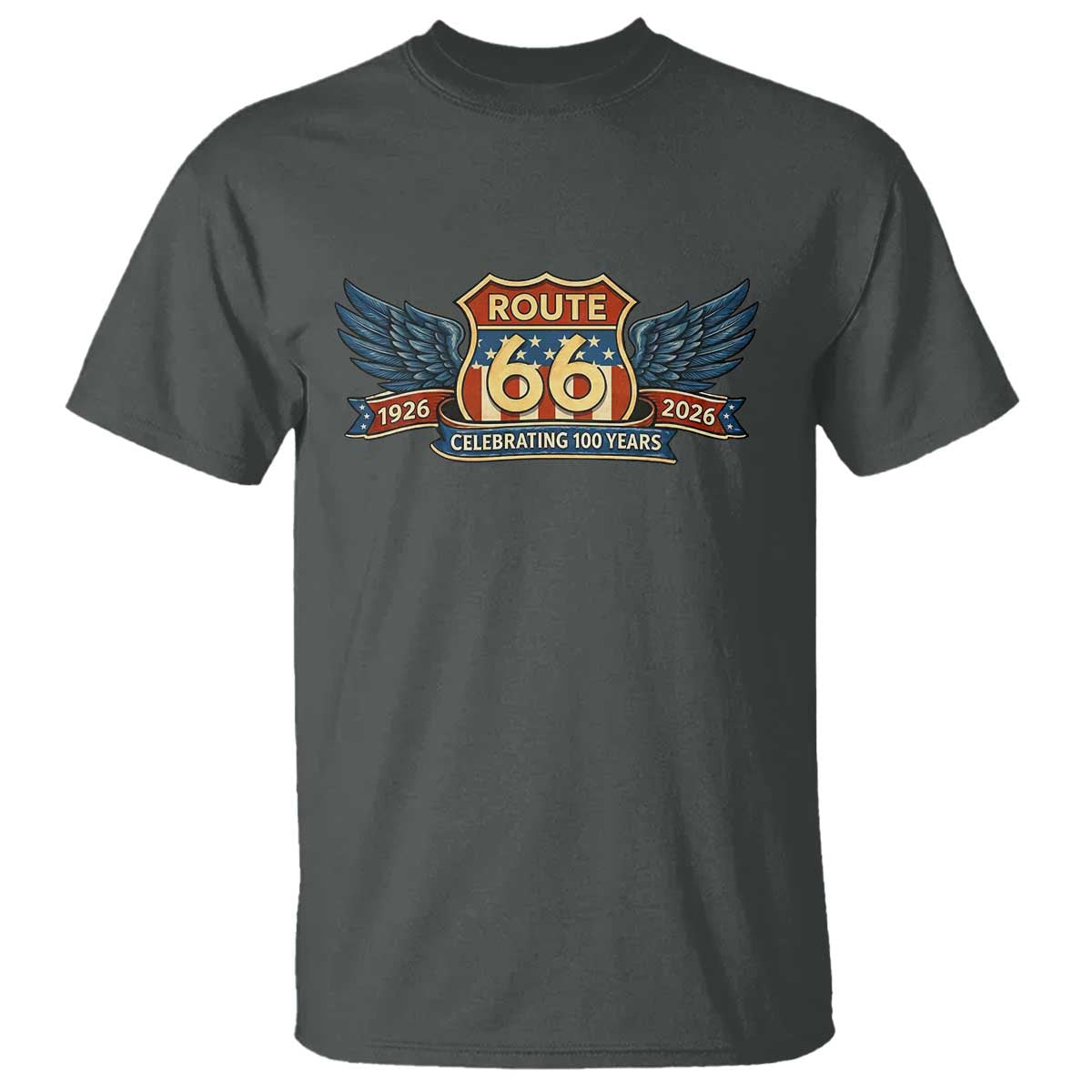 Route Highway 66 Centennial T Shirt 100 Years Of The Mother Road TS12 Dark Heather Print Your Wear
