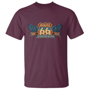 Route Highway 66 Centennial T Shirt 100 Years Of The Mother Road TS12 Maroon Print Your Wear