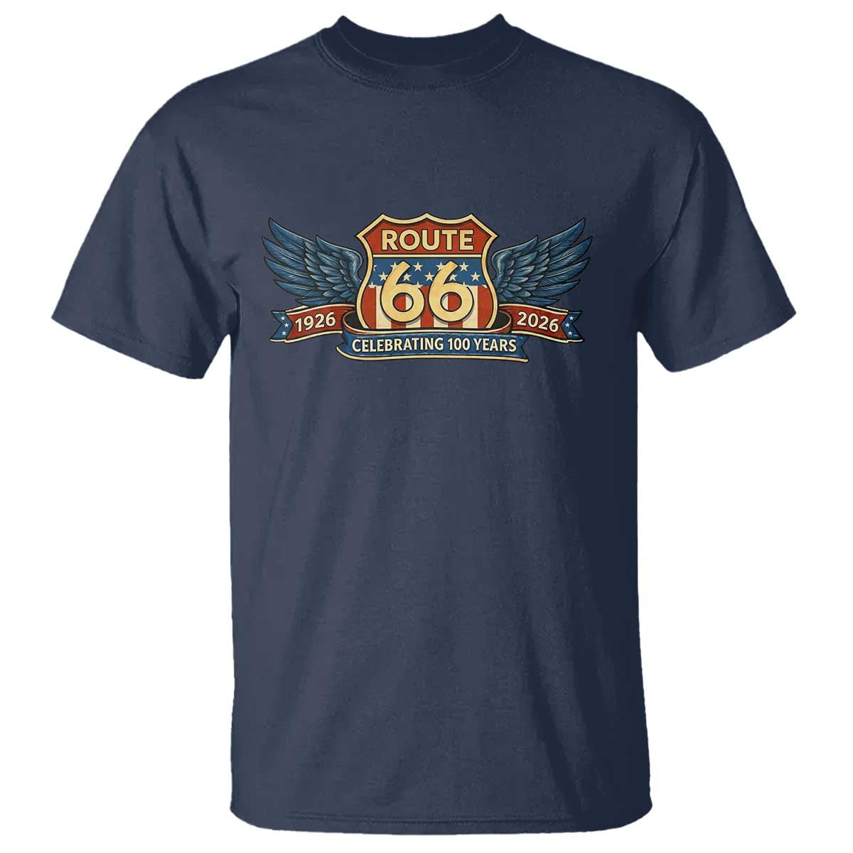 Route Highway 66 Centennial T Shirt 100 Years Of The Mother Road TS12 Navy Print Your Wear