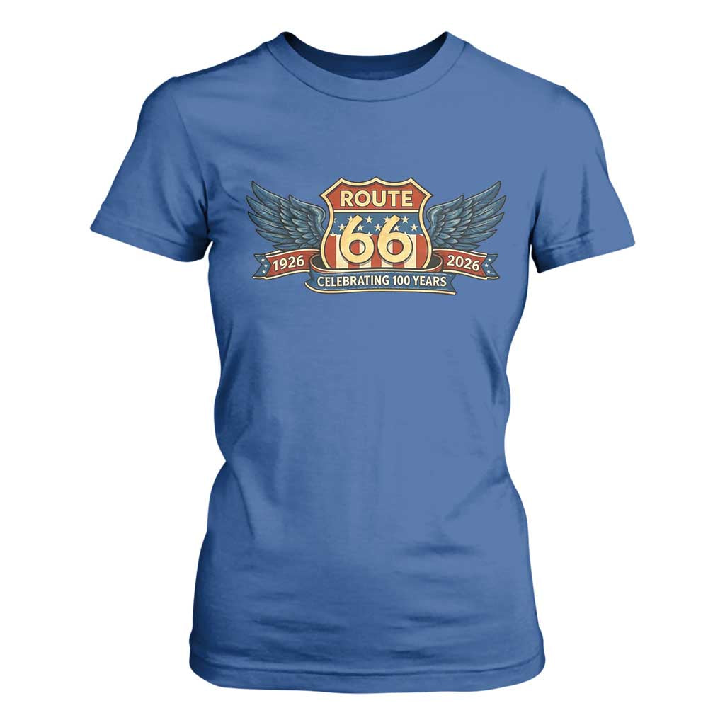 Route Highway 66 Centennial T Shirt For Women 100 Years Of The Mother Road TS12 Royal Blue Print Your Wear