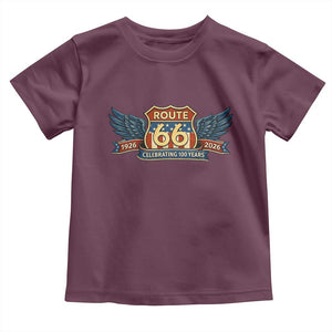 Route Highway 66 Centennial Toddler T Shirt 100 Years Of The Mother Road TS12 Maroon Print Your Wear
