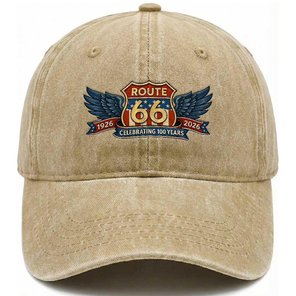 Route Highway 66 Centennial Washed Cotton Baseball Cap 100 Years Of The Mother Road TS12 Print Your Wear