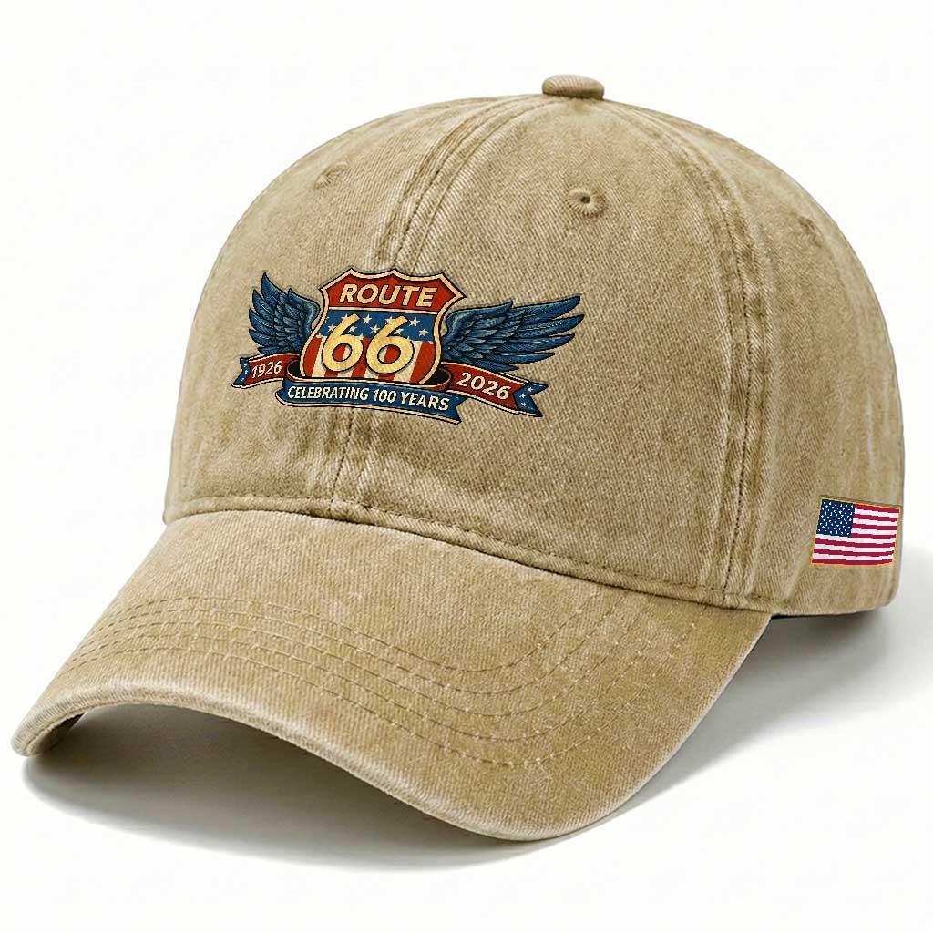 Route Highway 66 Centennial Washed Cotton Baseball Cap 100 Years Of The Mother Road TS12 Print Your Wear