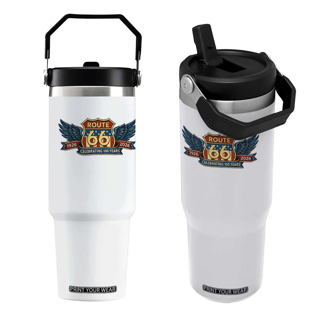 Route Highway 66 Centennial Flip Straw Tumbler 100 Years Of The Mother Road TS12 One Size: 30 oz White Print Your Wear