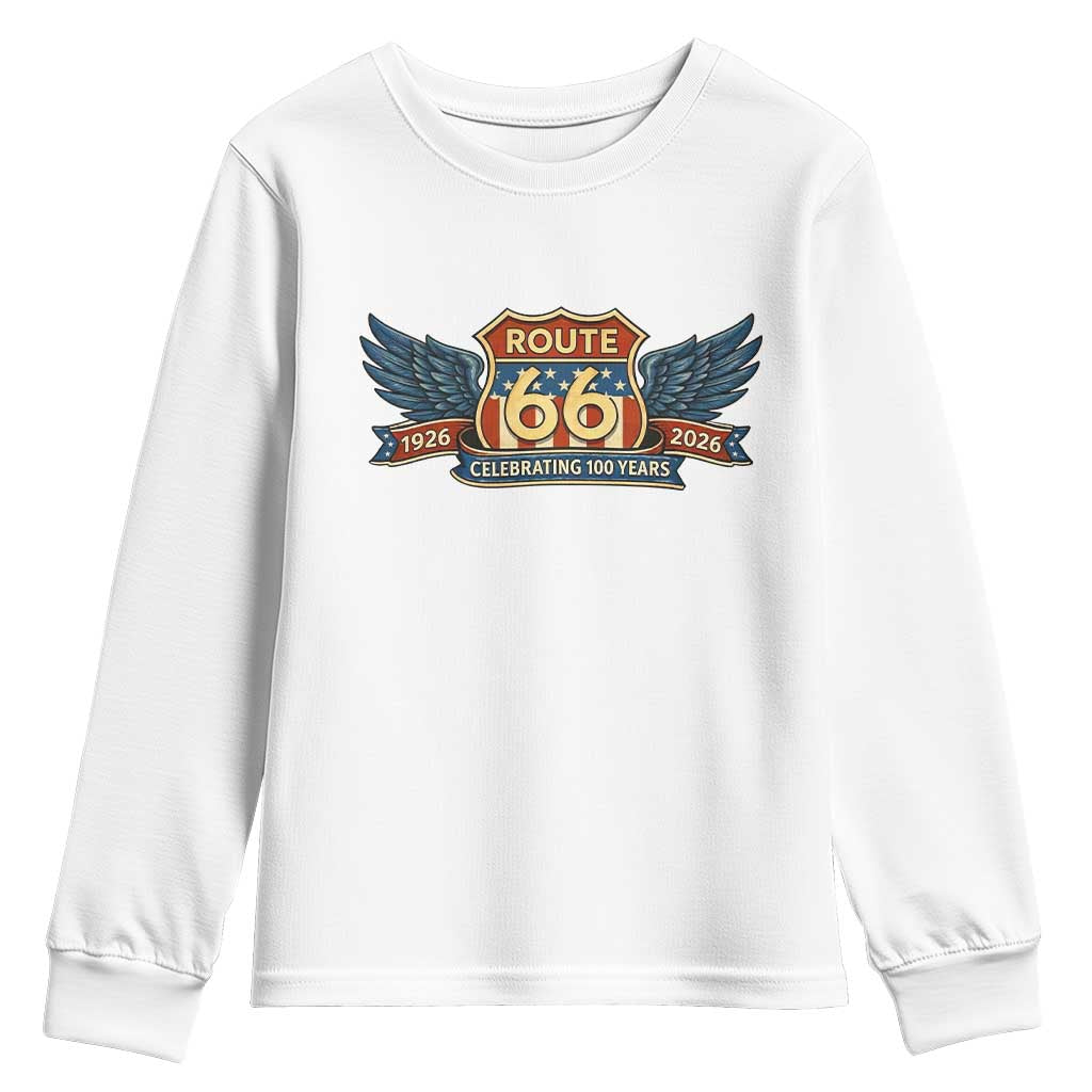 Route Highway 66 Centennial Youth Sweatshirt 100 Years Of The Mother Road TS12 White Print Your Wear